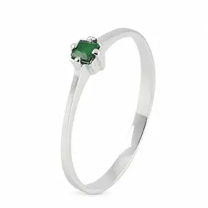 Златен дамски пръстен от бяло злато с изумруд 0.38 ct 