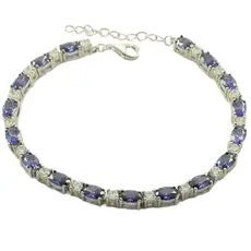 Сребърна гривна с танзанит 8.00 ct и циркони 36240