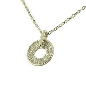 Сребърно колие „Кръг с циркони“ 36258