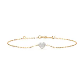 Златна дамска гривна сърце с диаманти – 0.09ct