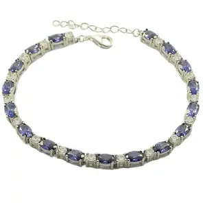 Сребърна гривна с танзанит 8.00 ct и циркони 36240