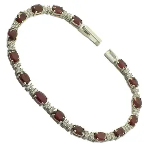 Сребърна гривна с рубини 8.00 ct и циркони 36243