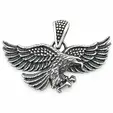 Оксидирана висулка орел от сребро 925 с релефни пера