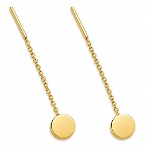 Златни висящи обеци кръг с циркони 14к