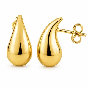 Златни дамски обеци с форма на капка 14k