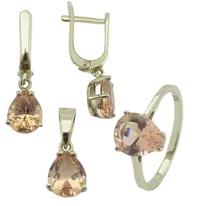 Сребърен комплект естествен Морганит 9ct