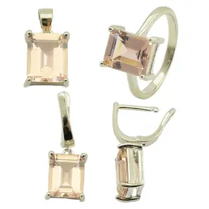 Сребърен комплект eстествен Морганит 8ct