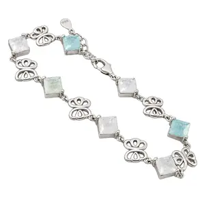 Дамска сребърна гривна с пеперуди и родиево покритие