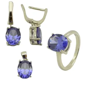 Сребърен комплект естествен Танзанит 10ct