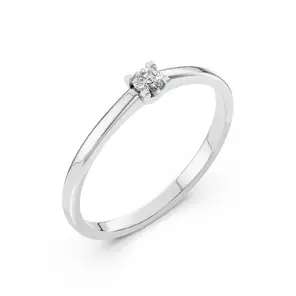 Златен дамски годежен пръстен от бяло злато с диамант 0.17ct