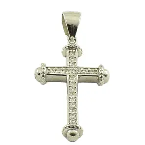 Родиран дамски сребърен кръст 925, обсипан с циркони