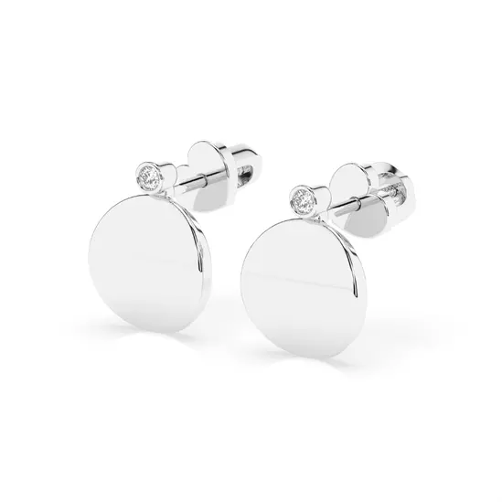 Златни обеци с диаманти 0.04 ct от бяло злато на резба