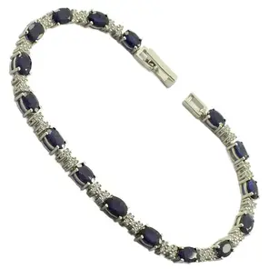 Сребърна гривна със сапфири 8.00 ct и циркони 36241