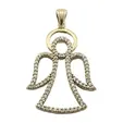 Сребърен медальон ангел с циркони и розово покритие