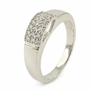 Сребърен дамски пръстен с циркони - 925