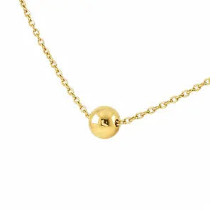 Златно колие с изчистено топче в центъра 14k