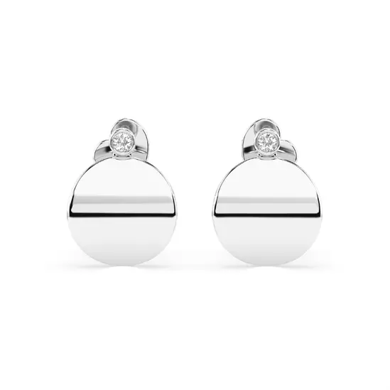 Златни обеци с диаманти 0.04 ct от бяло злато  фронтално