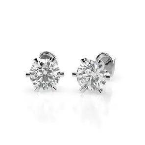 Обеци от бяло злато 14К с диаманти 0.30ct 