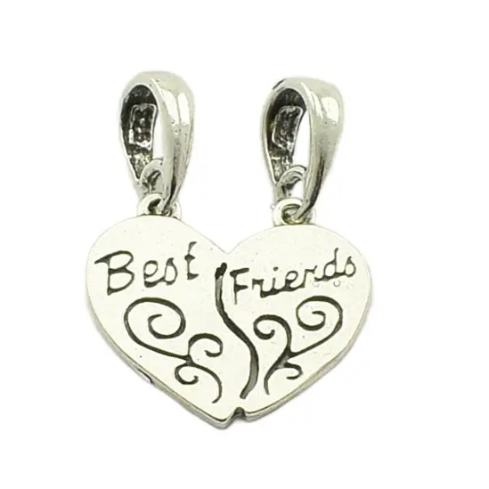 Сребърна висулка разделящо сърце Best friend