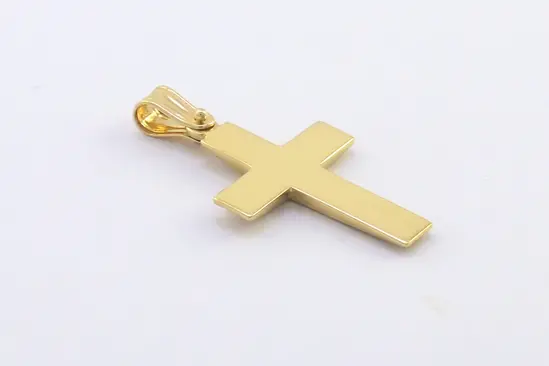 1. Широка полирана халка за синджир на златен унисекс кръст