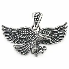 Оксидирана висулка орел от сребро 925 с релефни пера