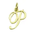 Златна висулка буква Р с универсален дизайн