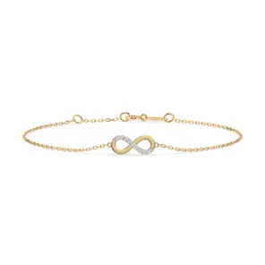 Златна гривна безкрайност с диаманти – 0.05ct