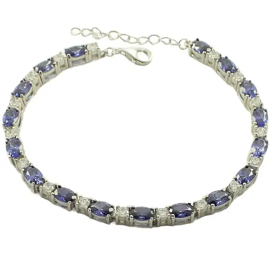 Сребърна гривна с танзанит 8.00 ct и циркони 36240