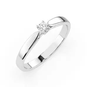 Златен дамски годежен пръстен от бяло злато с диамант 0.08ct