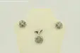 Родиран сребърен дамски комплект 925 – обеци на винт и висулка с кръгъл мотив безкрайност и сърца с циркони
