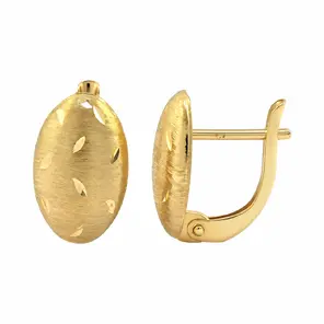 Златни обеци с мат и английско закопчаване – 14k