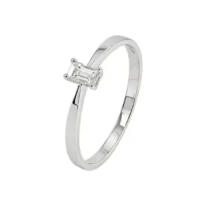 Златен дамски годежен пръстен от бяло злато с диамант 0.15ct