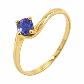 Златен дамски пръстен с естествен танзанит 0.35 ct 14к