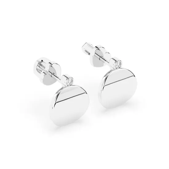 Златни обеци с диаманти 0.04 ct от бяло злато  страничен изглед