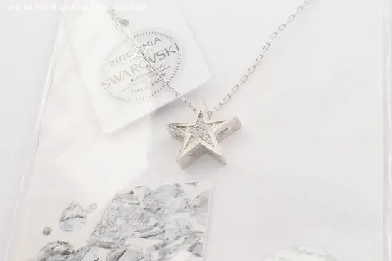 Сребърно колие звезда swarovski