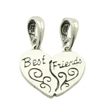 Сребърна висулка разделящо сърце Best friend