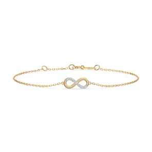 Златна гривна безкрайност с диаманти – 0.05ct