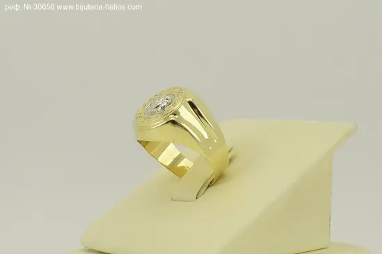 Мъжки пръстен от жълто и бяло злато с класически дизайн