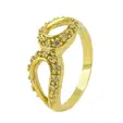 Златен дамски пръстен с циркони и извит декоративен елемент
